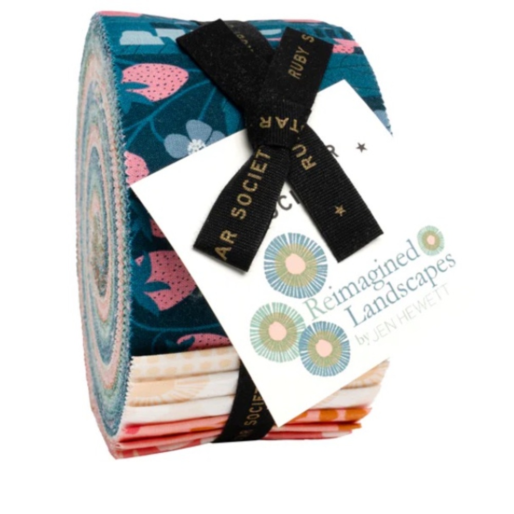 Reimagined Landscapes Fabric Jelly Roll - Teal & Pink Floral